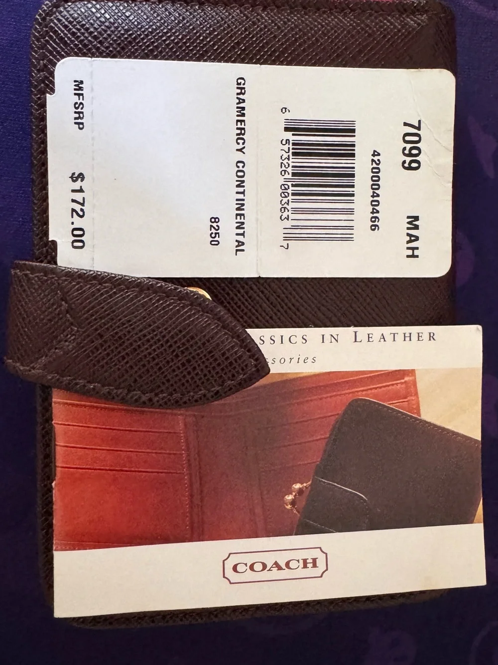 Coach Brown Textured Leather Snap Wallet